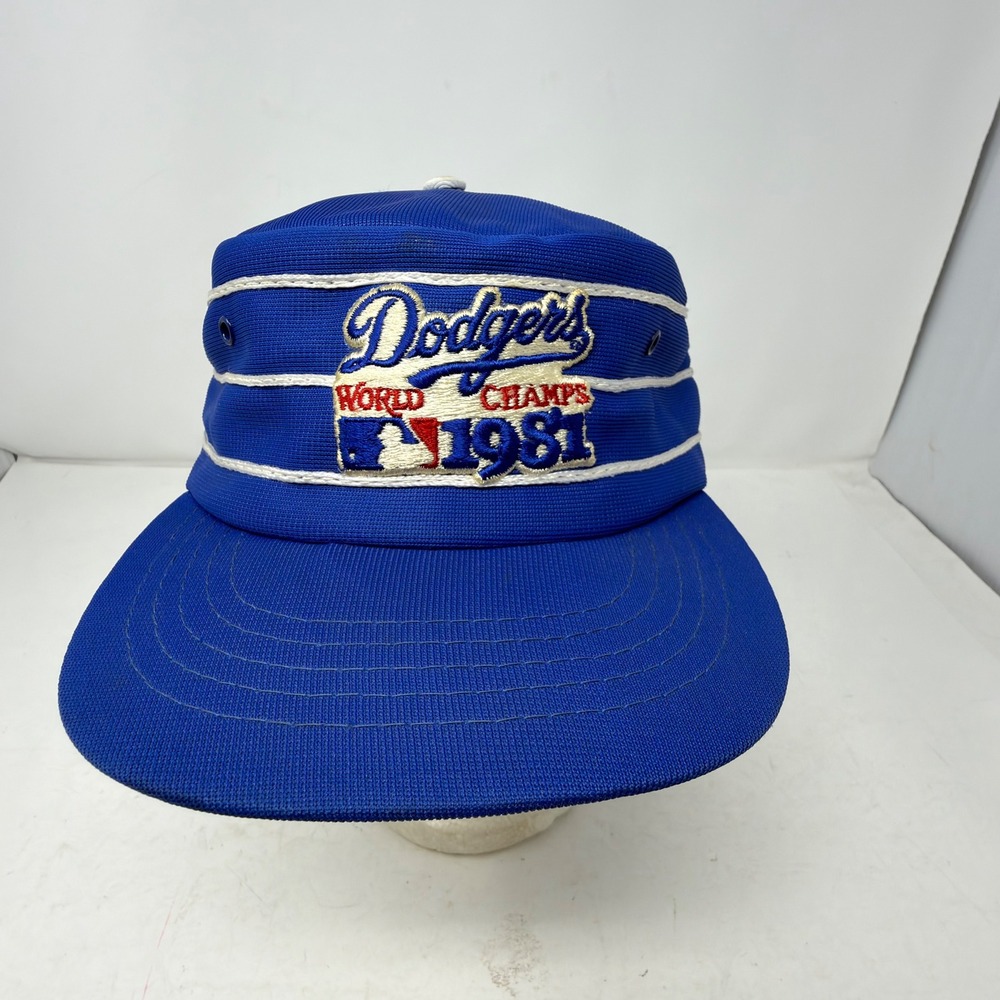 MLB Los Angeles Dodgers Pillbox Hat Mens Large Blue 1981 World Series Vintage
